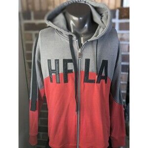 Homme + Femme HFLA Street wear Full Zip Hoodie Size XL Baggy Fit Red & Gray